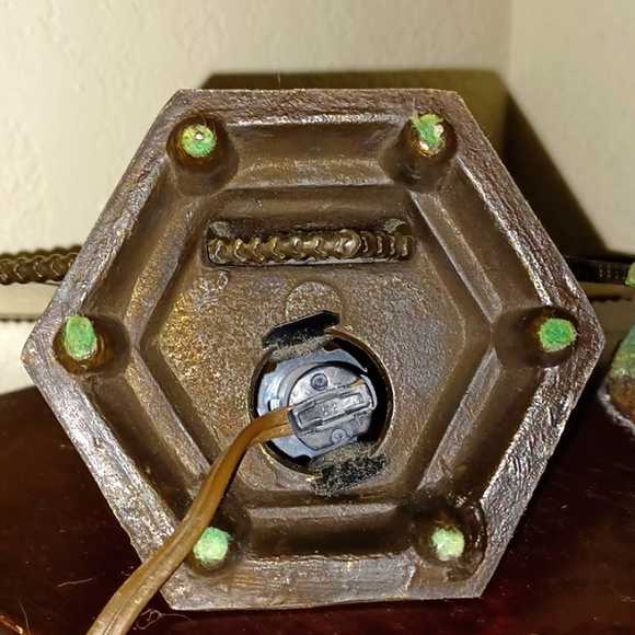 Vintage Victorian Fan Lamp Metal & Glass Art Tiffany Style Pink and White - Picture 5 of 8